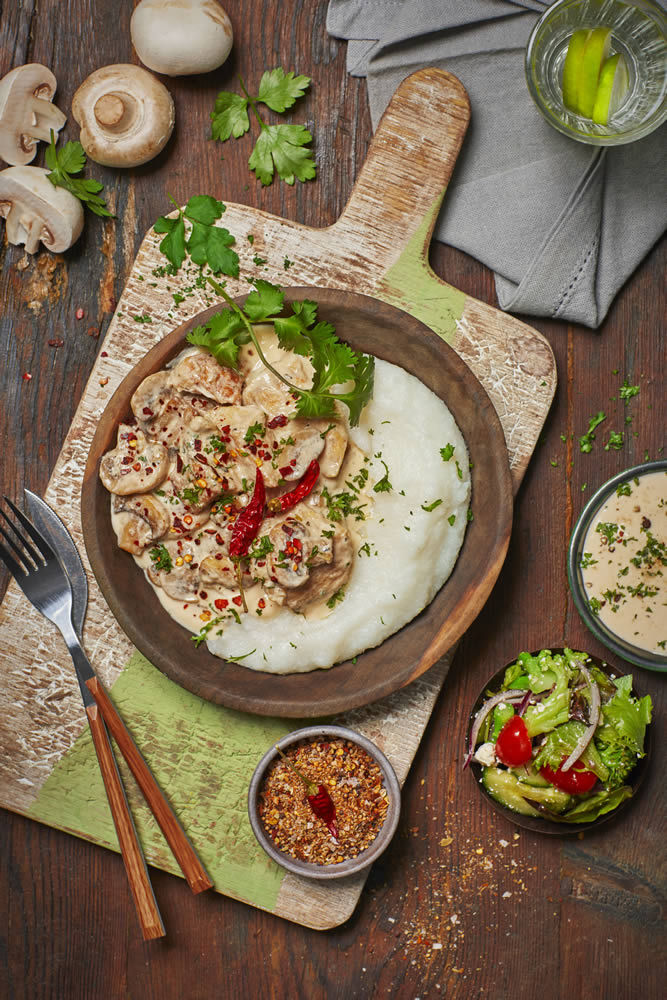 CHICKEN & MUSHROOM STEW CREAMY MAIZE MEAL Recipe Image